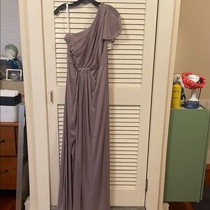 David's Bridal One-Shoulder Portobello Bridesmaids Dress